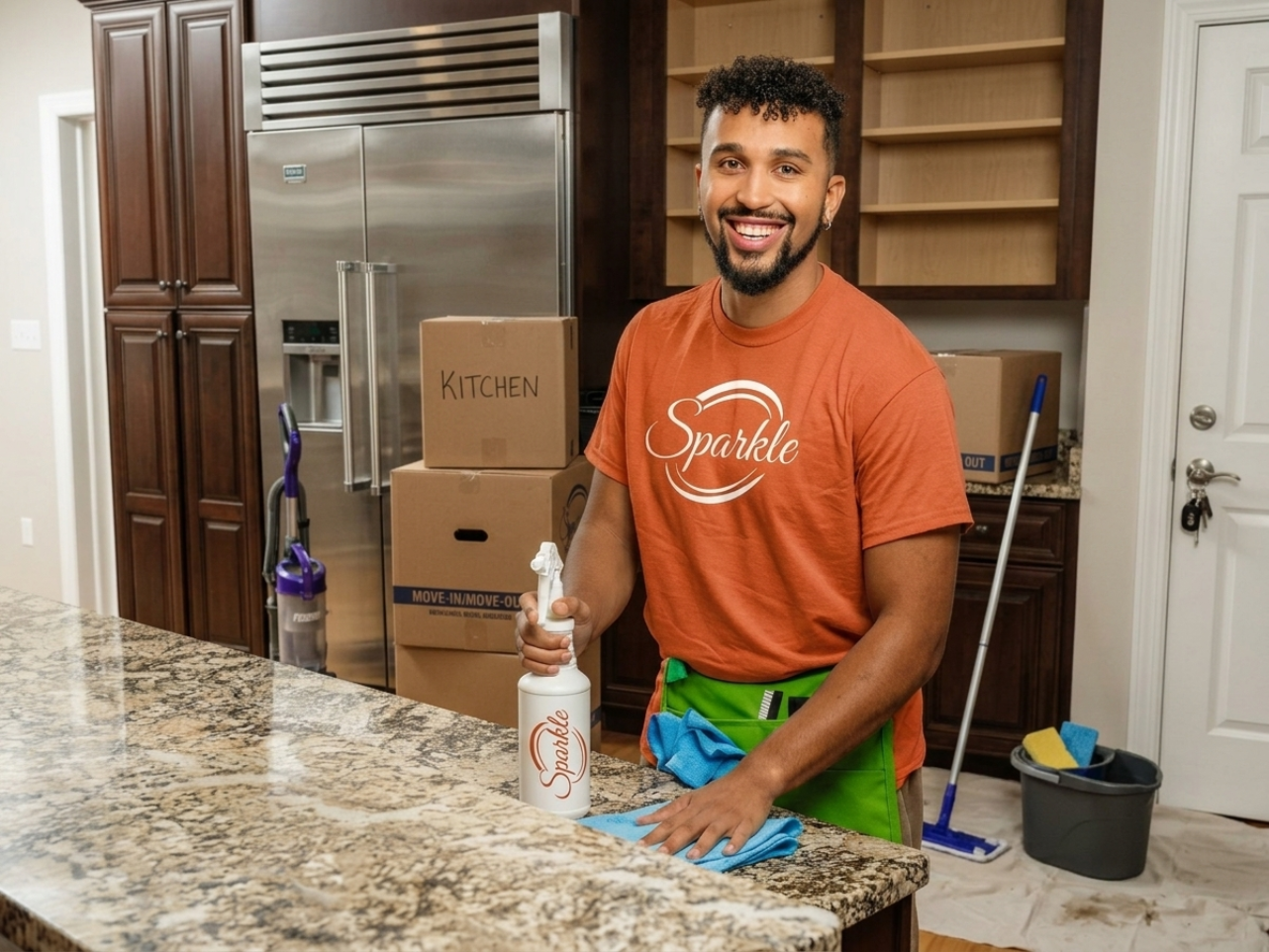 Sparkle professional cleaning a kitchen during a move-in/move-out