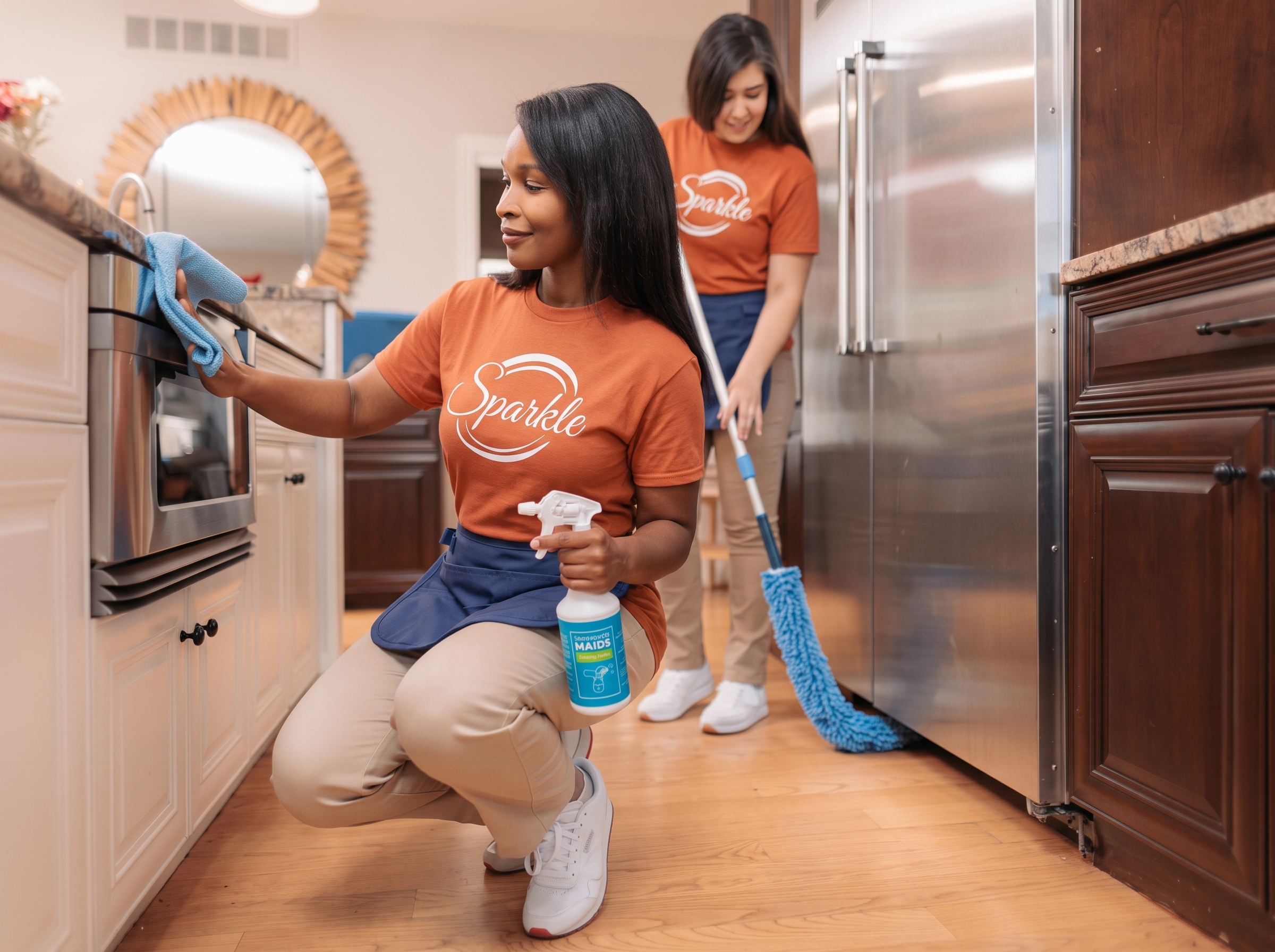 Sparkle team members cleaning a Dallas–Fort Worth home together